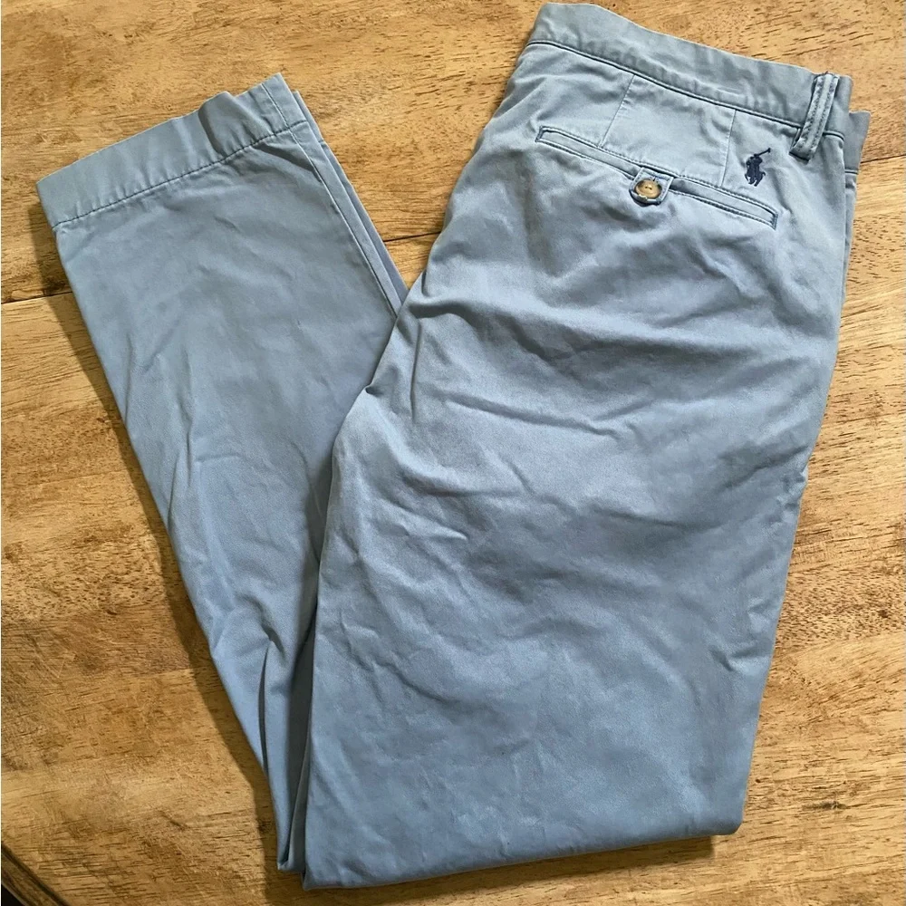 Polo by Ralph Lauren Men’s 33X30 Light Blue Stretch Slim Fit‎ Chinos